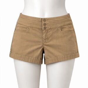 Copper Key Womens Khaki Shorts Tan Cuffed Casual Twill 00187